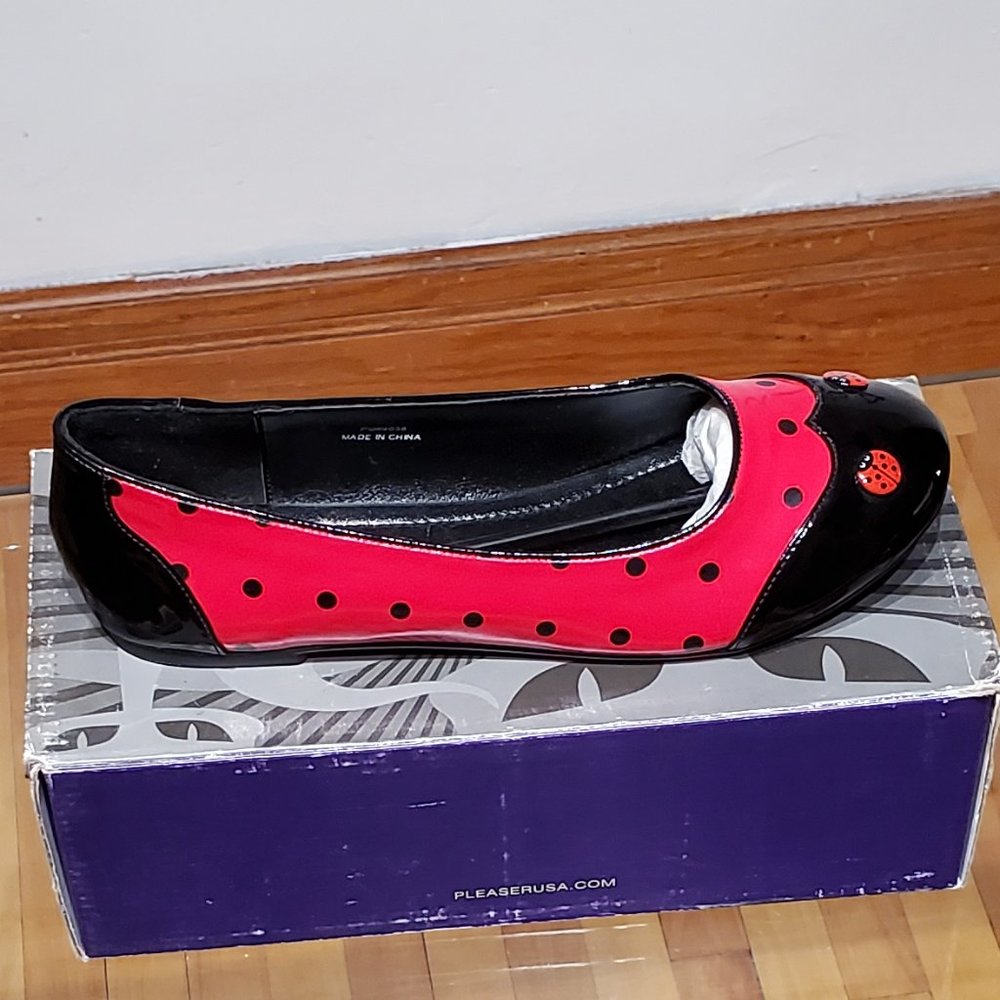 Black and red ladybug themed flats